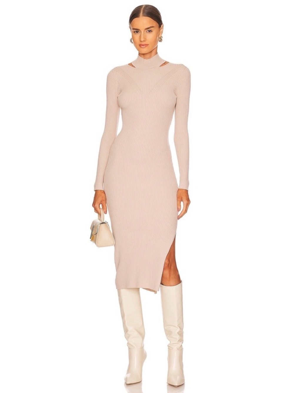 NWOT Heartloom Blush Ribbed Long-Sleeve Midi Dress